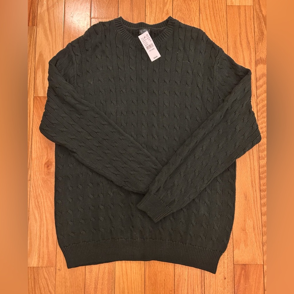 Brandy Melville (pacsun/john galt) Forest Green Cable Knit Crewneck Sweater